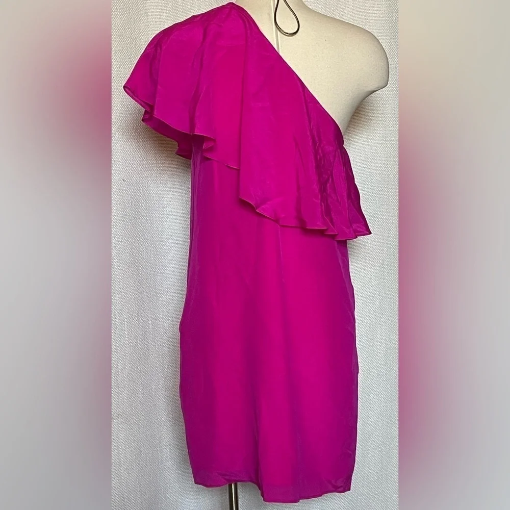 NWT Lavender Brown silk one shoulder dress - Picture 3 of 8